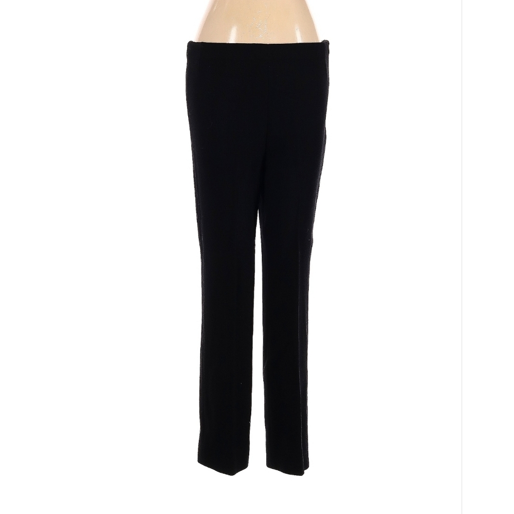 AKRIS Women Maternity Wide Waist Black Wool Ankle Pants 6 Flat Front Side Zip.